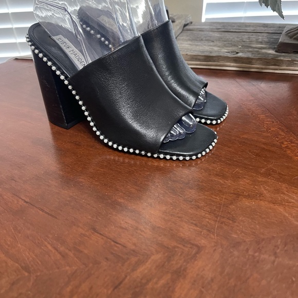 Steve Madden Leather Block Heel Pearl  Decoded Sandals - Picture 5 of 12